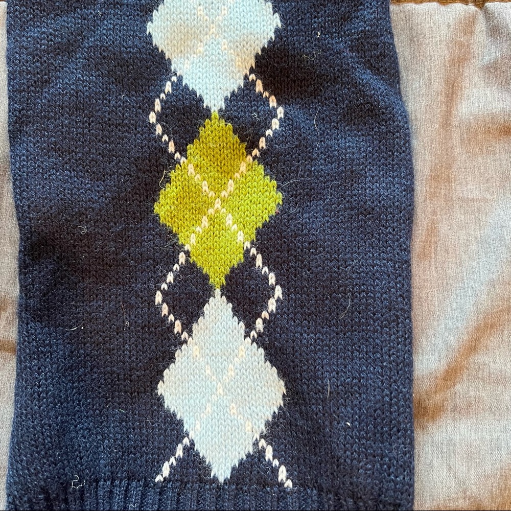 SimplyDog Navy Argyle Dog Sweater Size Small Green Blue Knit Fall Winter Plaid - Picture 2 of 6
